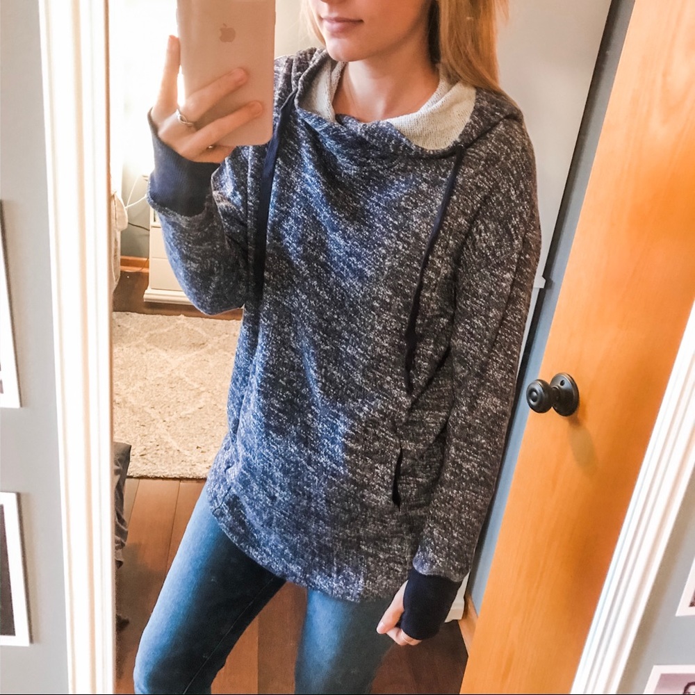Heather Blue Hooded Sweatshirt
